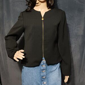 Liz Claiborne Dresses Jacket Women 8 Black Zip Up Lined Office Business
